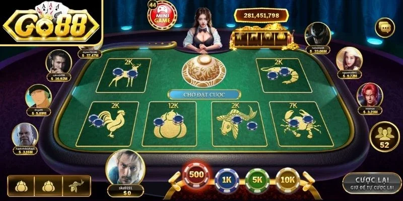 Bầu cua tôm cá vui nhộn tại cổng game Go88