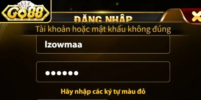 Quên password tài khoản trên cổng game Go88